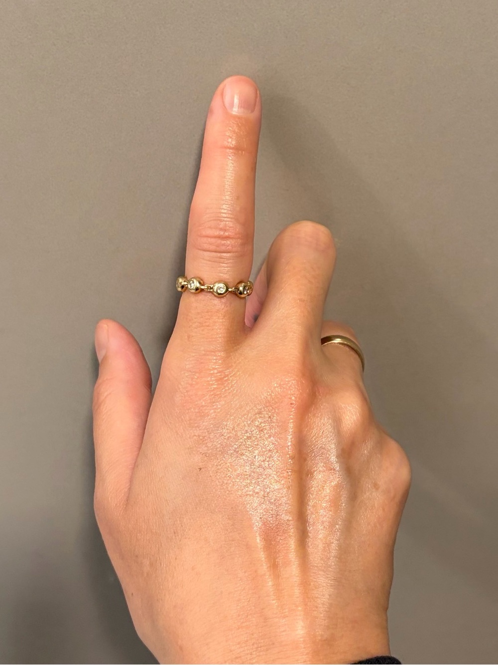 Beaded 14KT Yellow Gold Diamond Eternity Ring